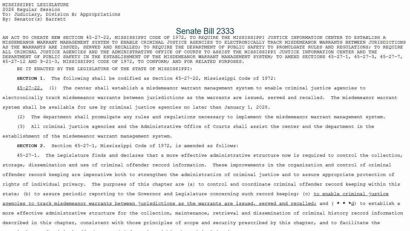 SB2333 (As Introduced) - 2026 Regular Session